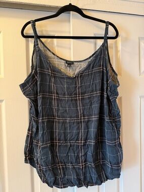 torrid Navy Plaid Lace-Trim Camisole